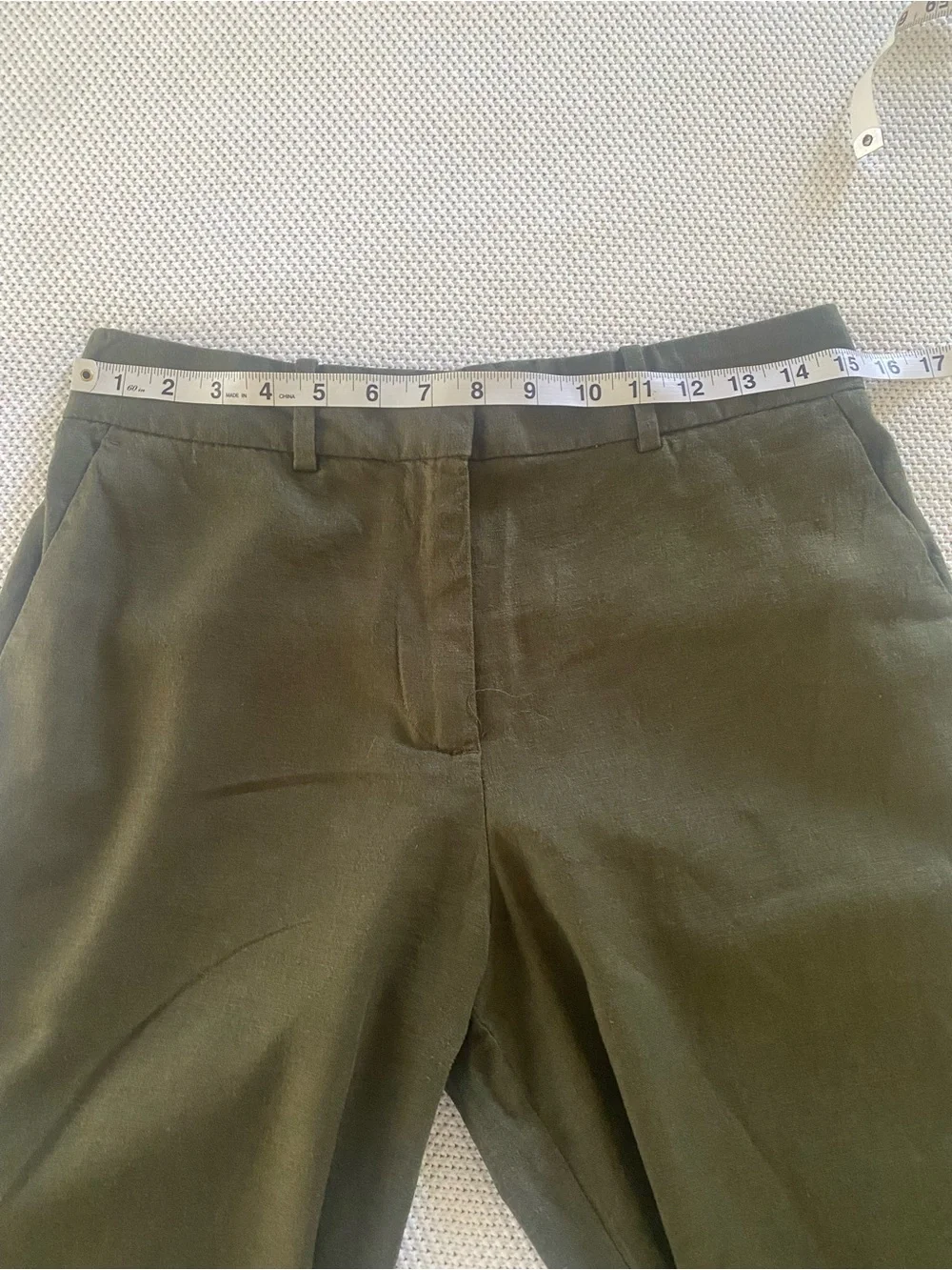 Zara Olive Linen Blend Wide Leg Capri Pants Medium
